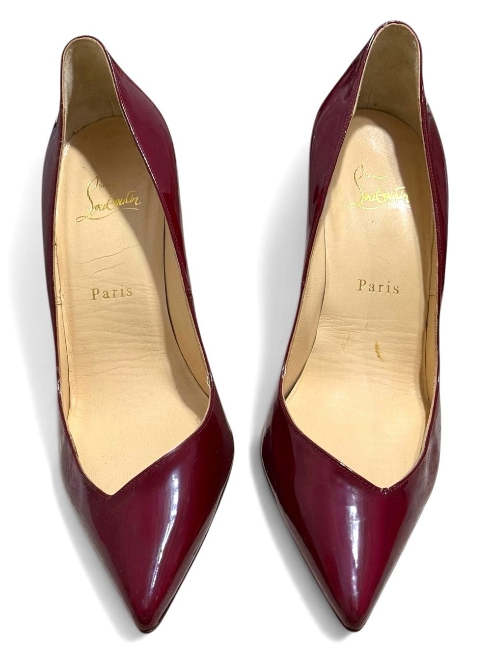 Christian Louboutin Burgundy Patent Leather Pumps Size 38.5